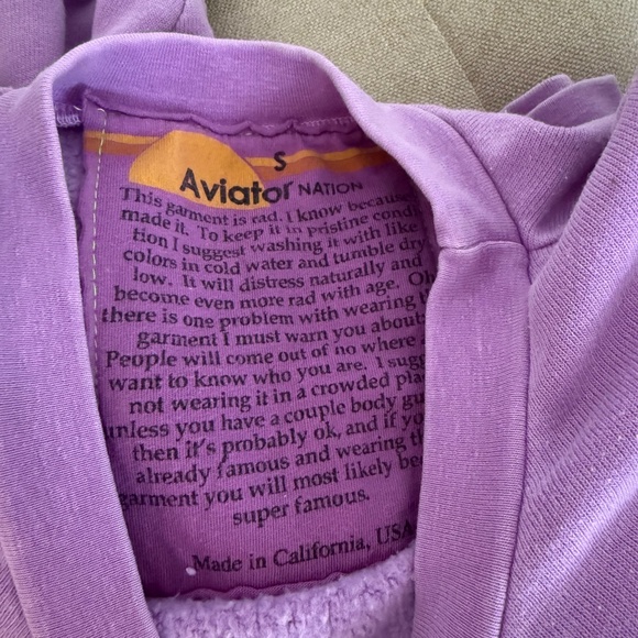 NEVER WORN - AVIATOR NATION - LOGO RELAXED CREW SWEATSHIRT - NEON PURPLE - SM - Picture 3 of 5